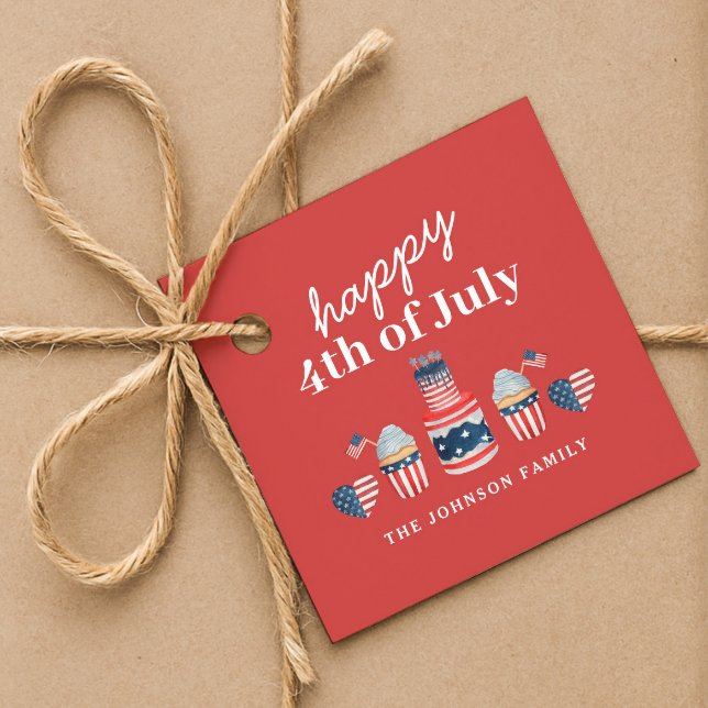 Cute Red White och Blue 4:e juli Party Gåvor Etiketter (Cute Red White And Blue 4th Of July Party Favor Tags)