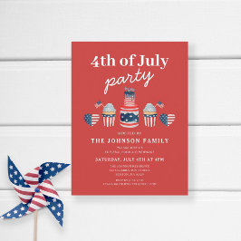 Cute Red White och Blue 4:e juli Party Inbjudan Vykort