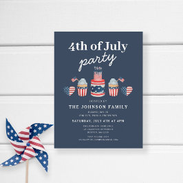 Cute Red White och Blue 4:e juli Party Inbjudan Vykort