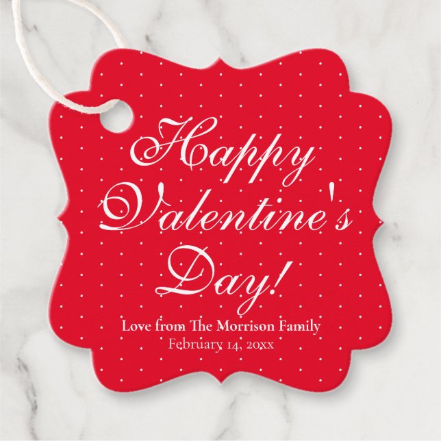 Cute Red white polka dots anpassningsbar Valentine Gåvor Etiketter (Framsida)