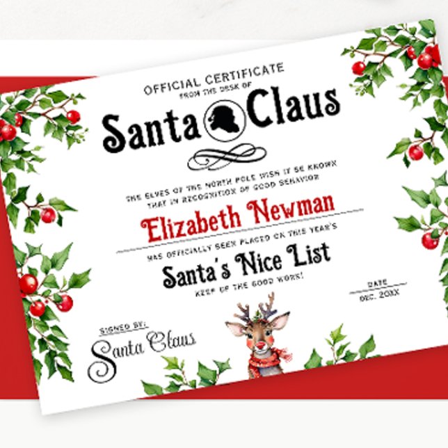 Cute Red White Santa Naughty Nice List Officiell Julkort (Skapare uppladdad)