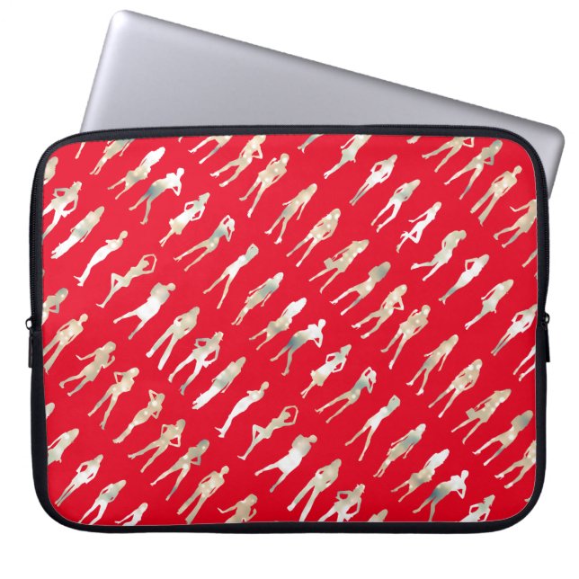 Cute Red white silhouette mode Flickor mönster Laptop Fodral (Framsidan)