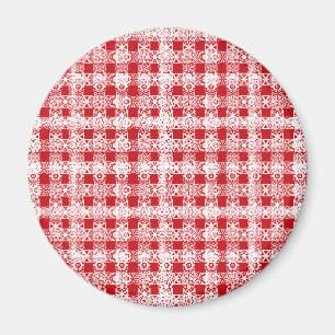 Cute Red white snöre plaid vintage farmhouse Magnet
