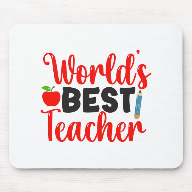 Cute Red Worlds Best Teacher Typography Musmatta (Framsidan)