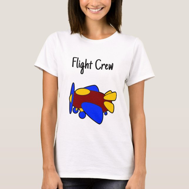 Cute Red Yellow Blue Airplane Cartoon for Kids T Shirt (Framsida)