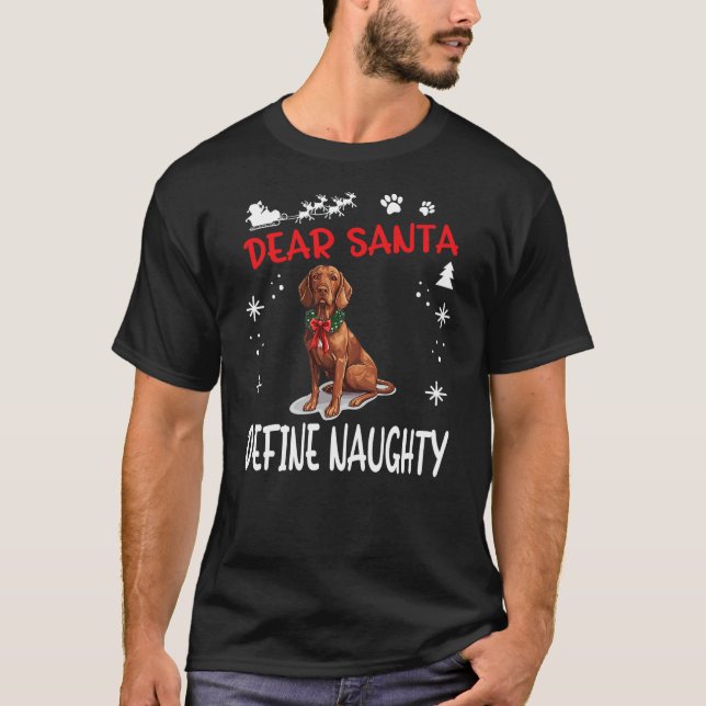 Cute Redbone Coonhound Dog Christmas Dear Santa De T Shirt (Framsida)
