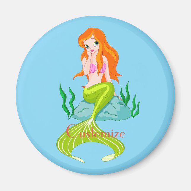 Cute Redhead-Sjöjungfru Thunder_Cove Magnet (Framsidan)