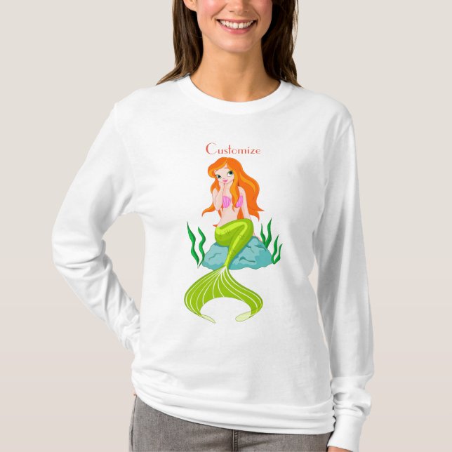 Cute Redhead-Sjöjungfru Thunder_Cove T Shirt (Framsida)