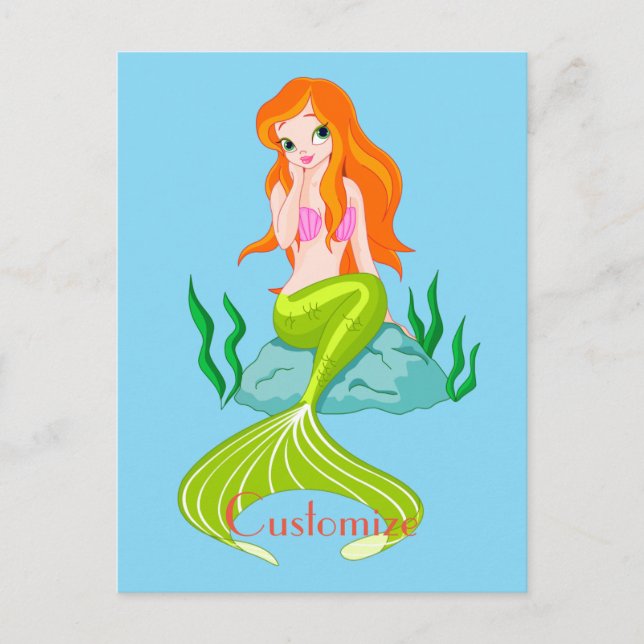Cute Redhead-Sjöjungfru Thunder_Cove Vykort (Framsida)