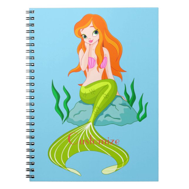 Cute Redheaded Mermaid Thunder_Cove Anteckningsbok (Framsidan)