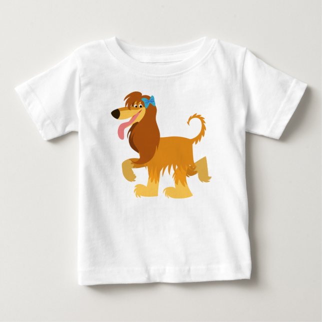 Cute Redo Tecknad Afghan Hound Baby T-Shirt (Framsida)