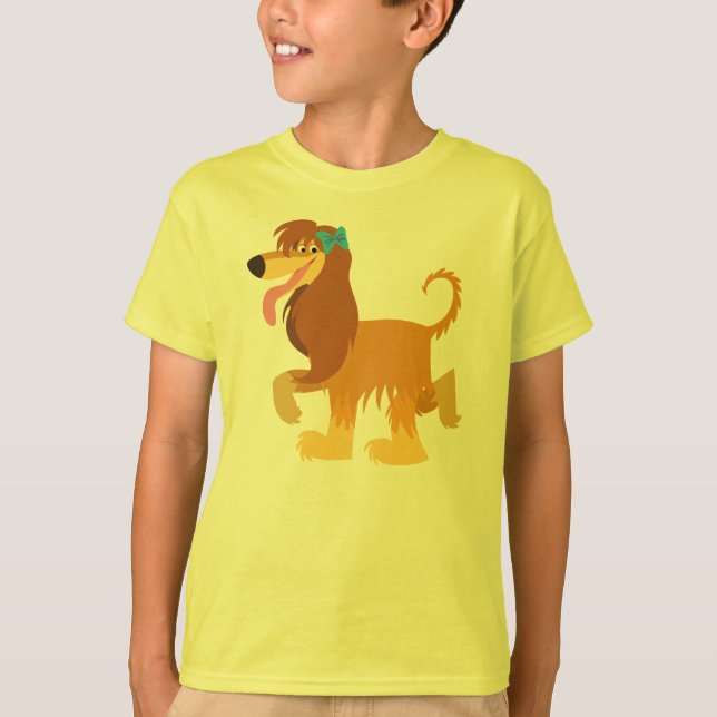 Cute Redo Tecknad Afghan Hound Children T-Shirt (Framsida)