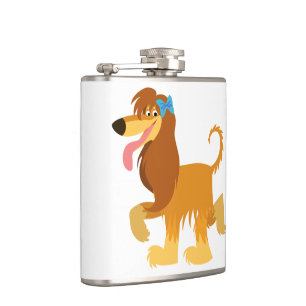 Cute Redo Tecknad Afghan Hound Hip-kolv Fickplunta