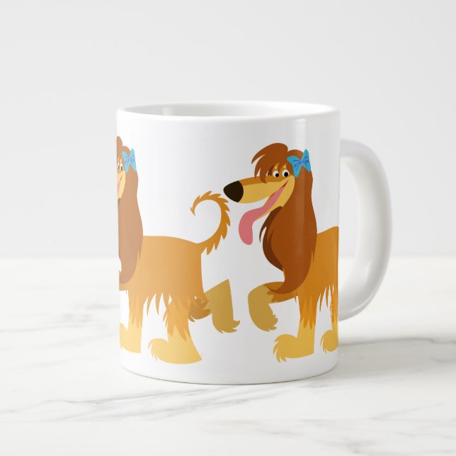 Cute Redo Tecknad Afghan Hound Jumbo Mugg (Framsida höger)
