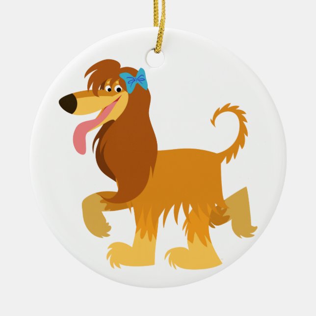Cute Redo Tecknad Afghan Hound Ornament (Framsidan)