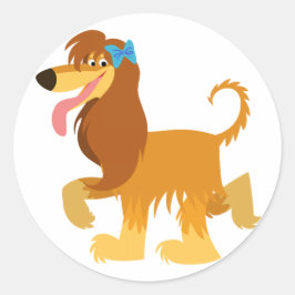 Cute Redo Tecknad Afghan Hound Sticker Runt Klistermärke