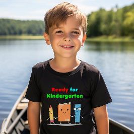 Cute Redo till Kindergarten School Bok Mörk Färg T Shirt