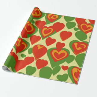 Cute Reggae Mini Hearts Red Guld Grönt Mönster Presentpapper