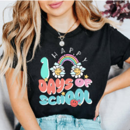 Cute regnbåge Daisy Lycklig 100 skoldagar T Shirt