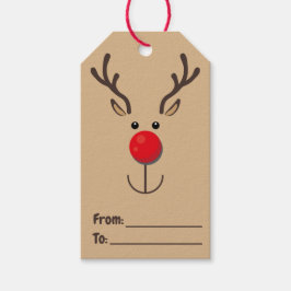 Cute Reindealist, minimalistisk Ansikte Brown Presentetikett