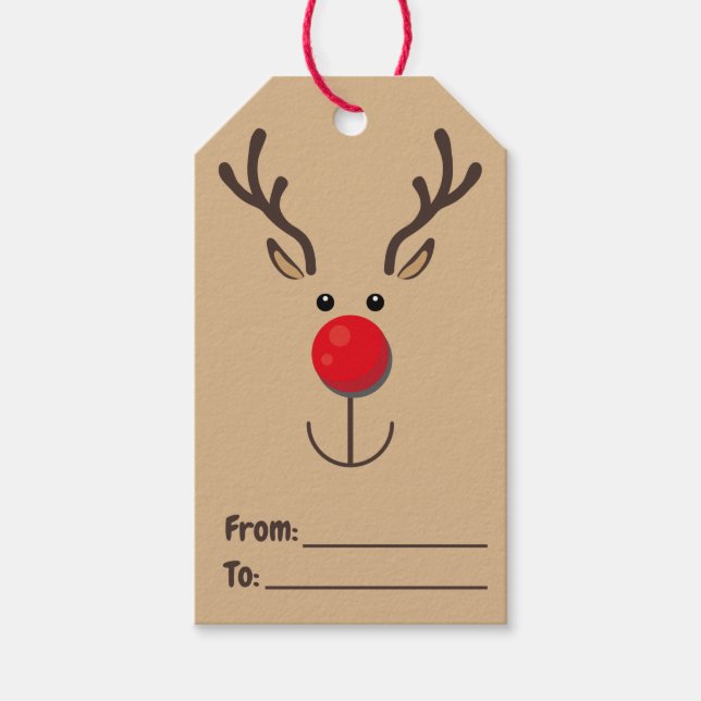 Cute Reindealist, minimalistisk Ansikte Brown Presentetikett (Framsidan)