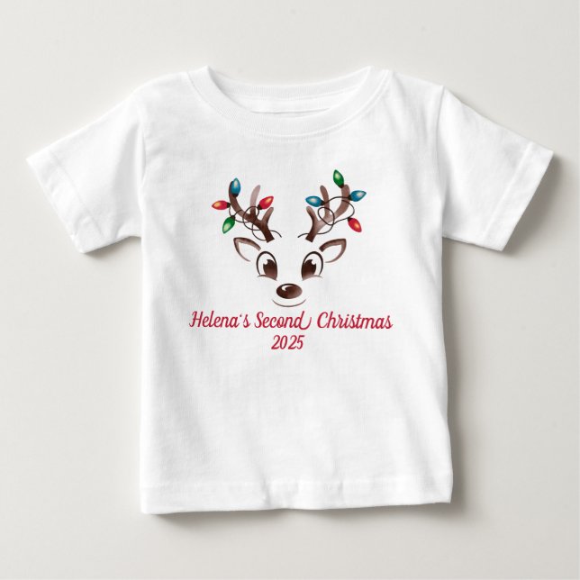 Cute Reindeer 1:a/2:a/3:e/4:e jul Anpassa T Shirt (Framsida)