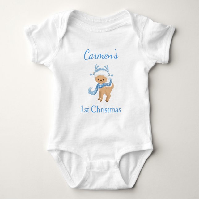 Cute Reindeer 1:a julen Baby Bodykostym T Shirt (Framsida)