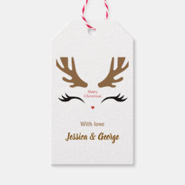 Cute Reindeer Ansikte Modern God jul Helgdag Presentetikett