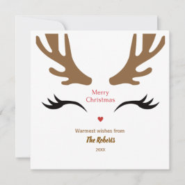 Cute Reindeer Ansikte Modern God jul Julkort