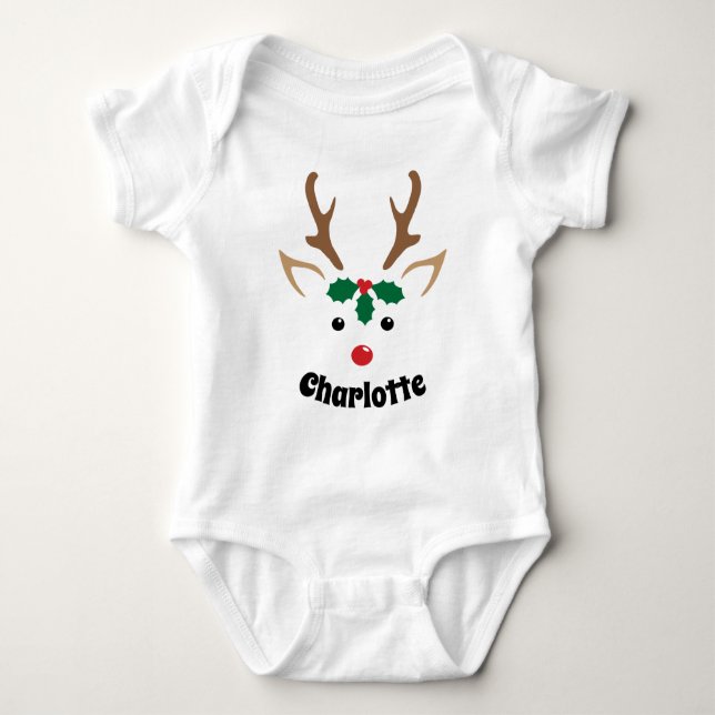 Cute Reindeer Ansikte | Personlig Jul T Shirt (Framsida)