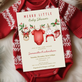 Cute reindeer baby clothes Merry Little Christmas Inbjudningar