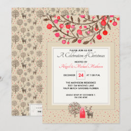 Cute #Reindeer & Berries Earth Tone / Anpassningsb Inbjudningar