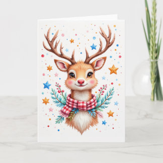 Cute Reindeer Blank Holiday Greeting Card Helgkort