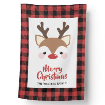 Cute Reindeer Buffalo Check Red God jul