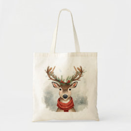 Cute Reindeer Christmas Budget Tote Bag Tygkasse
