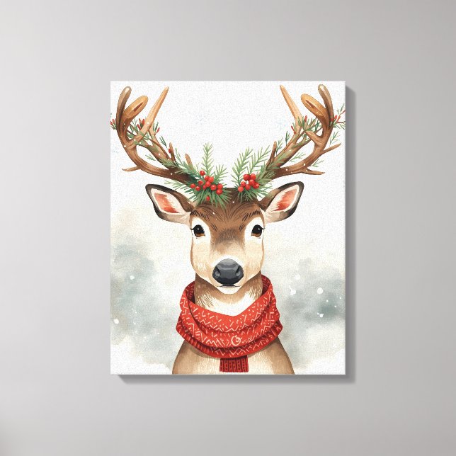 Cute Reindeer Christmas Canvas Art For Holiday (Framsida)