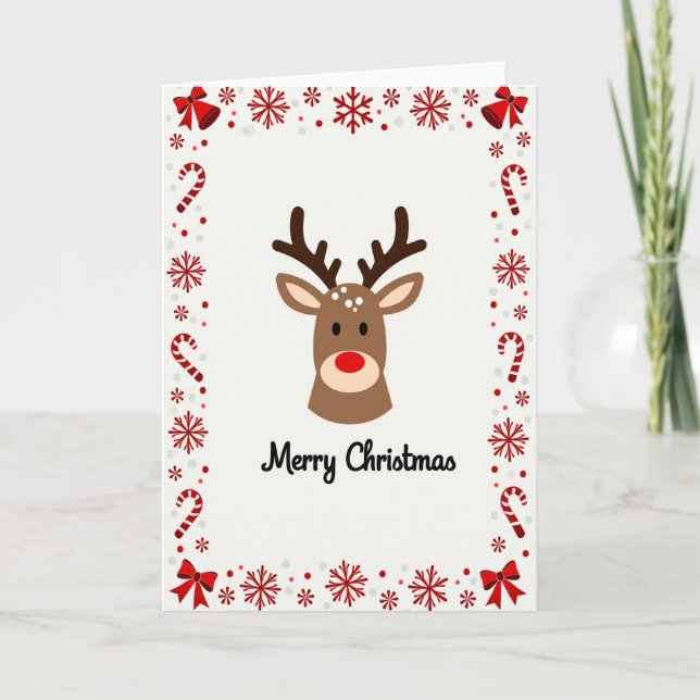 Cute Reindeer Christmas Card Kort (Framsida)