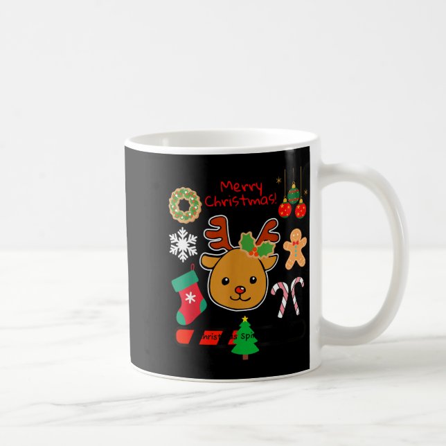 Cute Reindeer Christmas Cartoon Holiday Festive Ar Kaffemugg (Höger)