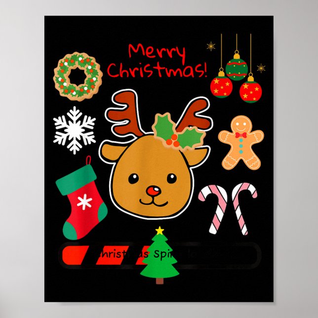 Cute Reindeer Christmas Cartoon Holiday Festive Ar Poster (Framsidan)