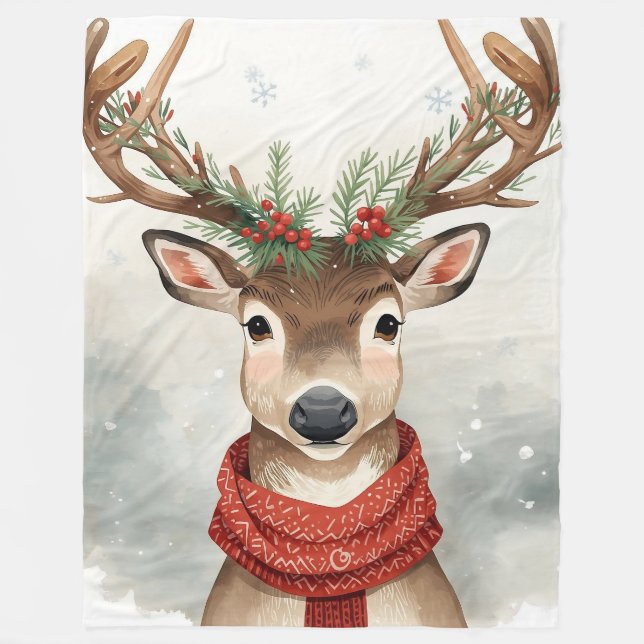 Cute Reindeer Christmas fleece Blanket (Framsidan)