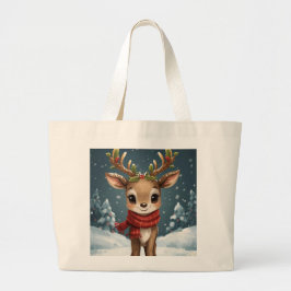 Cute reindeer christmas for holiday shopping jumbo tygkasse