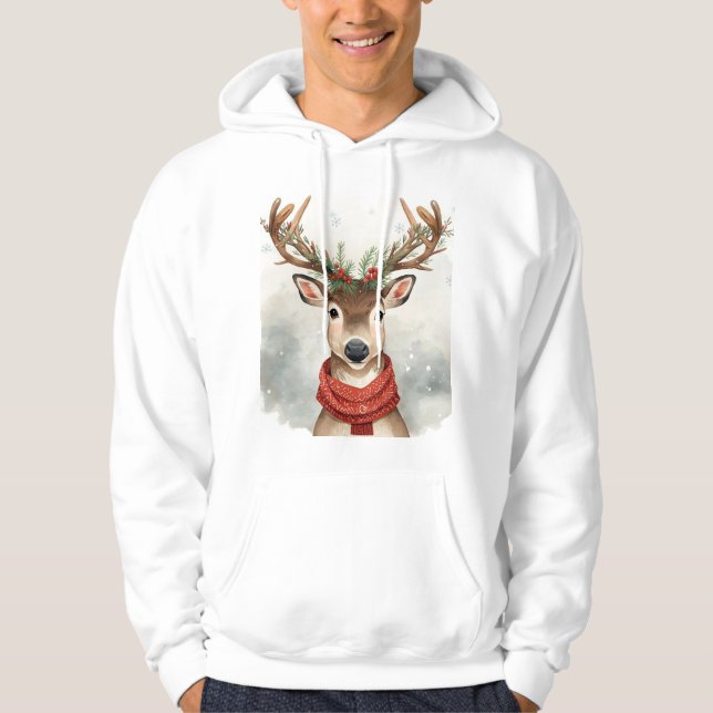 Cute Reindeer Christmas Hoodie,Cozy Festive Winter Hoodie (Framsida)