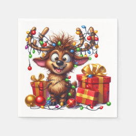 Cute Reindeer Cocktail Napkin Pappersservett