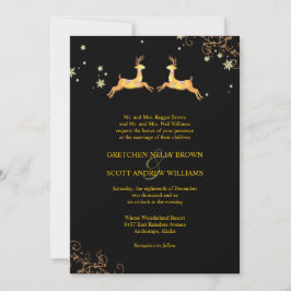 Cute Reindeer Couple Winter Wedding Inbjudningar