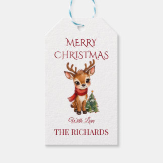 Cute Reindeer Editable Christmas Gift Tag Presentetikett