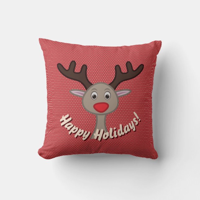 Cute Reindeer Glad helg jul Cheer Decor Kudde (Framsida)