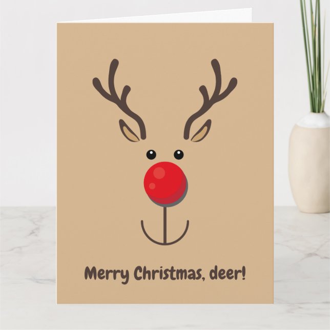 Cute Reindeer "God jul, hjort" Kort (Framsida)