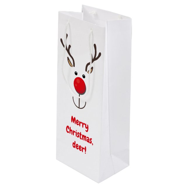 Cute Reindeer "God jul, hjort" Vin (Framsidan Vinklad)