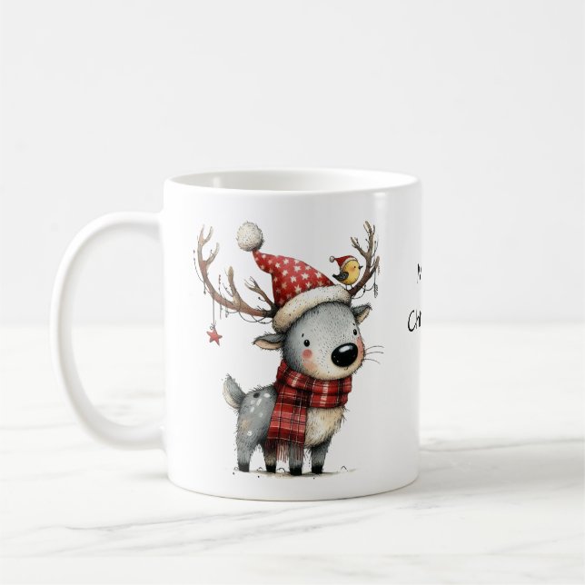 Cute Reindeer God jul Kaffemugg (Vänster)