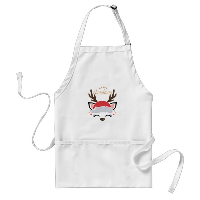 Cute Reindeer - God jul Vuxen Apron Förkläde (Framsidan)